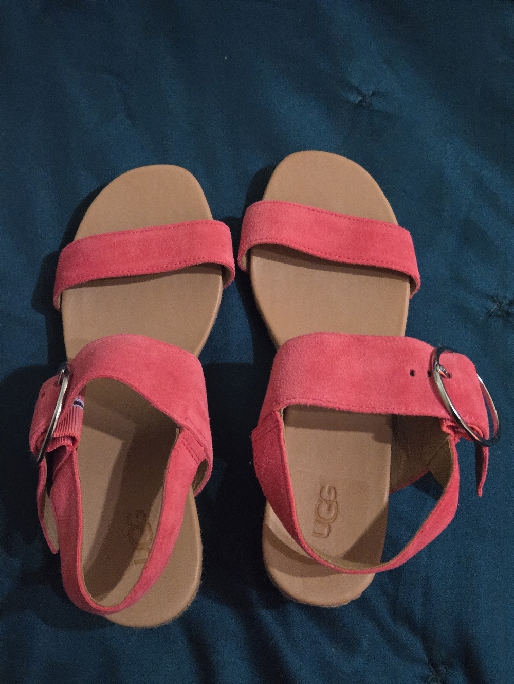 UGG Navee Wedge Suede Strawberry Sorbet Sandal US 8